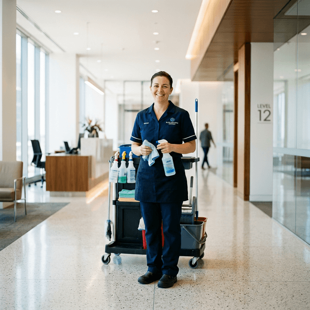 Professional cleaner at work